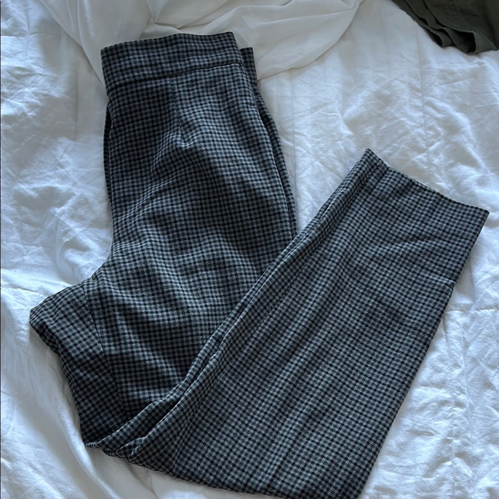 Babaton Black Grey Green Checked Cropped Trousers